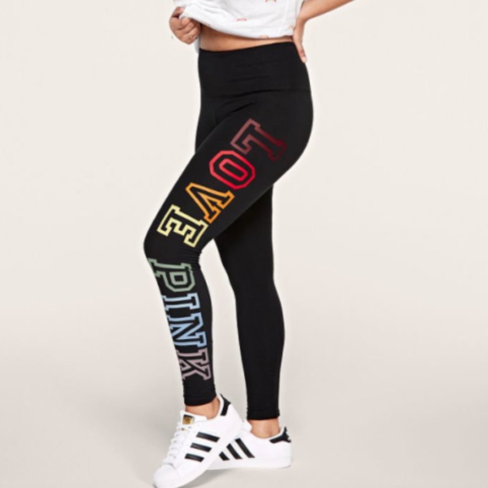 Pink Black 'Love Pink' High-Waist Leggings